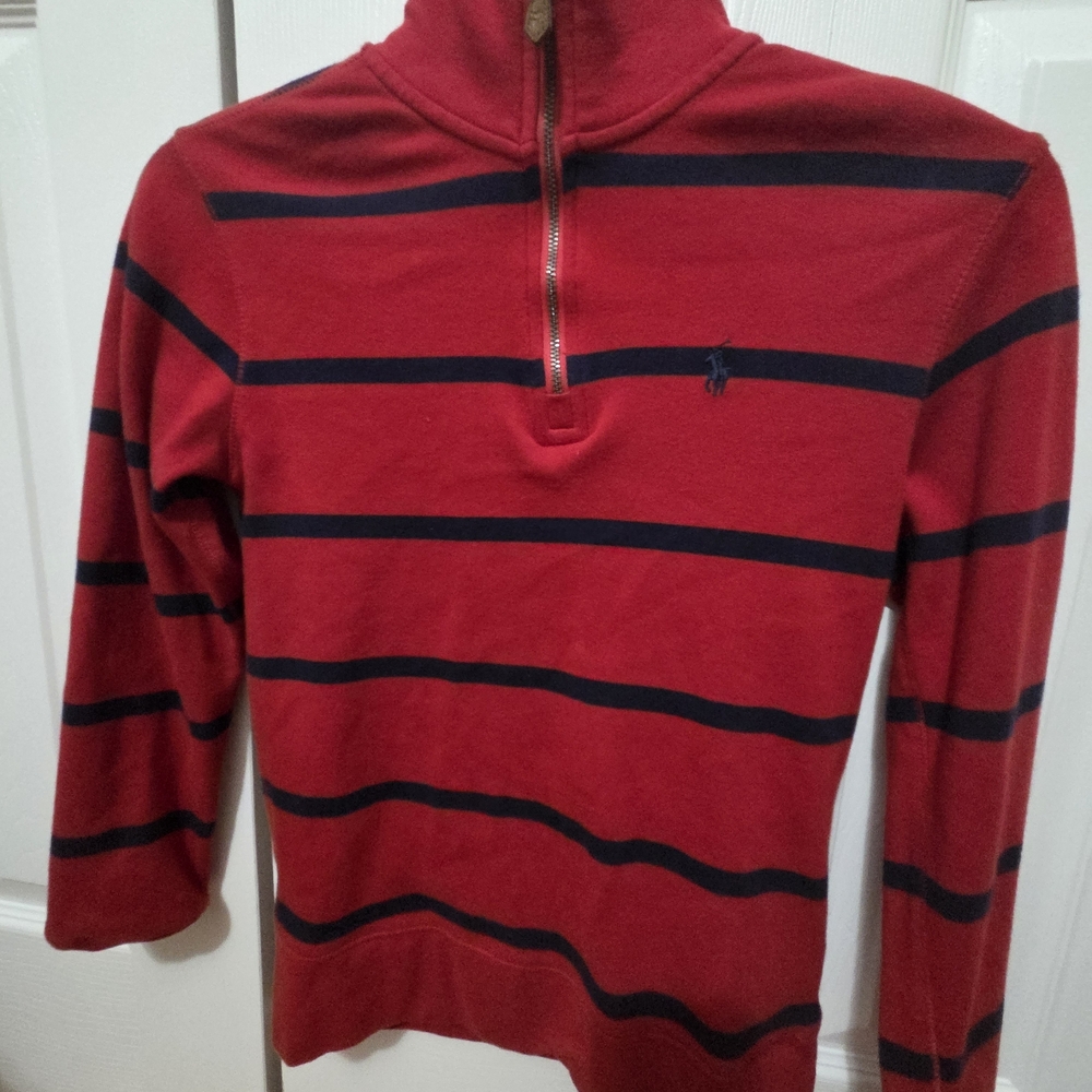 Polo by Ralph Lauren Red and Black Striped Kids Zip Up